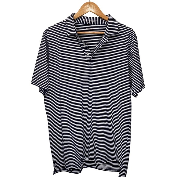 B. Draddy Other - B. Draddy Men's L Striped Golf Polo Shirt Short Sleeve Performance Casual Navy